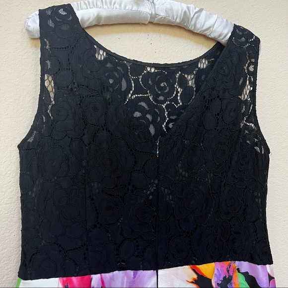 Ellen Tracy Black Lace Floral Print Dress M-10 - Picture 4 of 9
